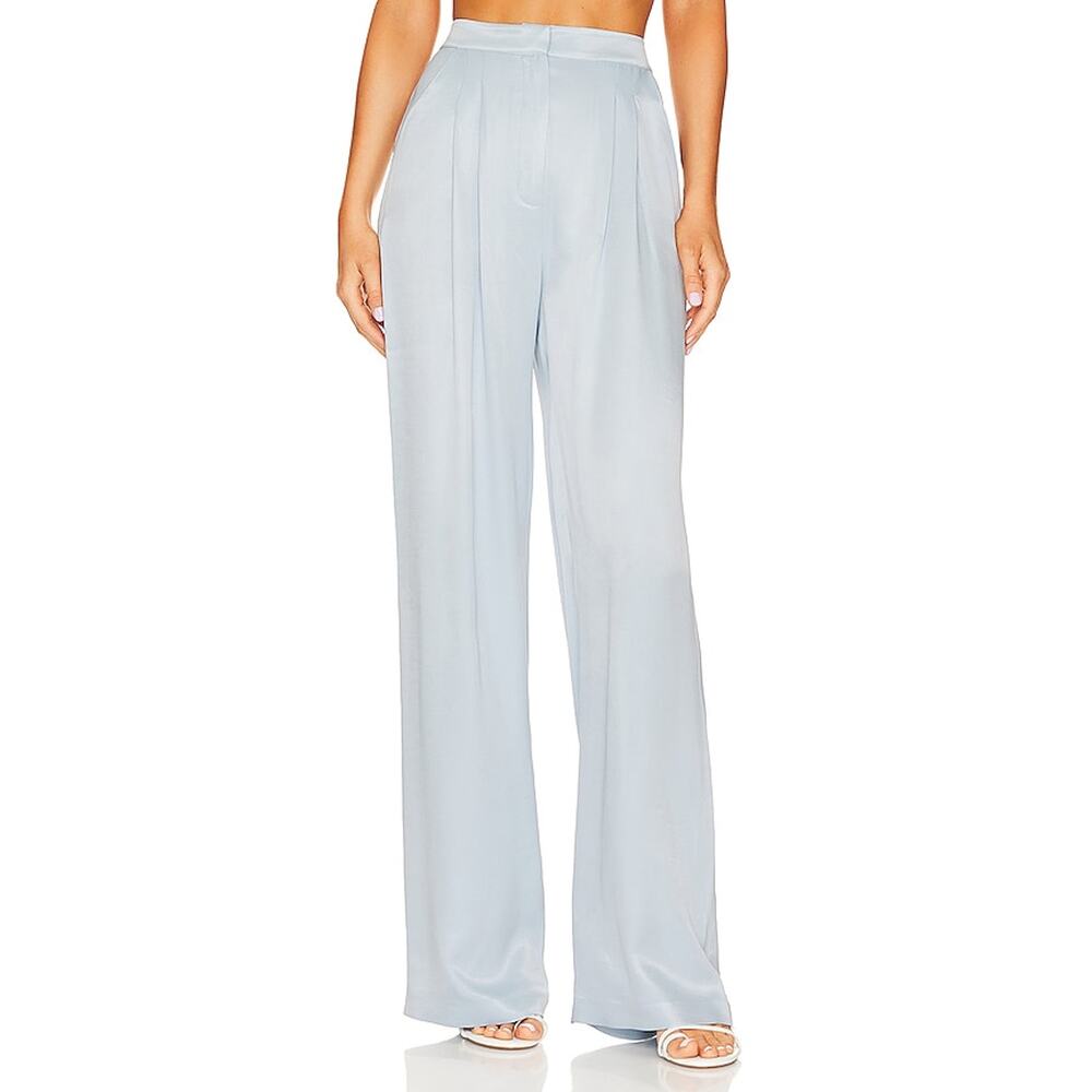 Selmacilek x Revolve Blue Satin Wide Leg Pant Size M